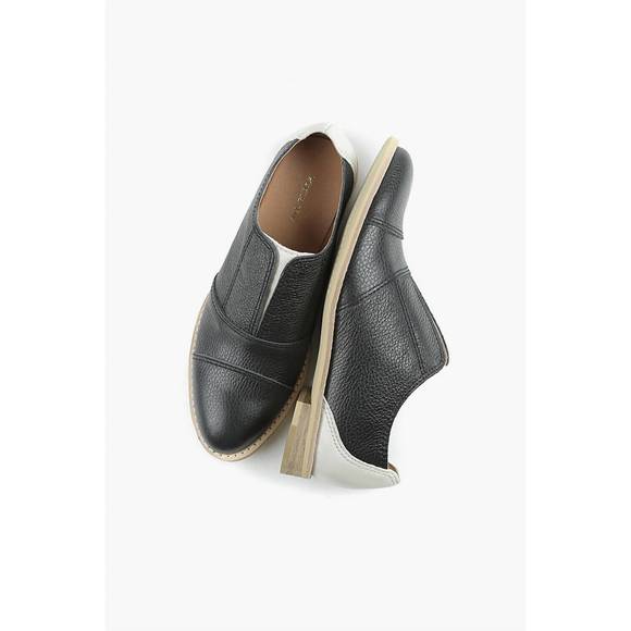 NEW ALL BLACK women's colorful cowman oxford in ivory/black - Picture 1 of 1